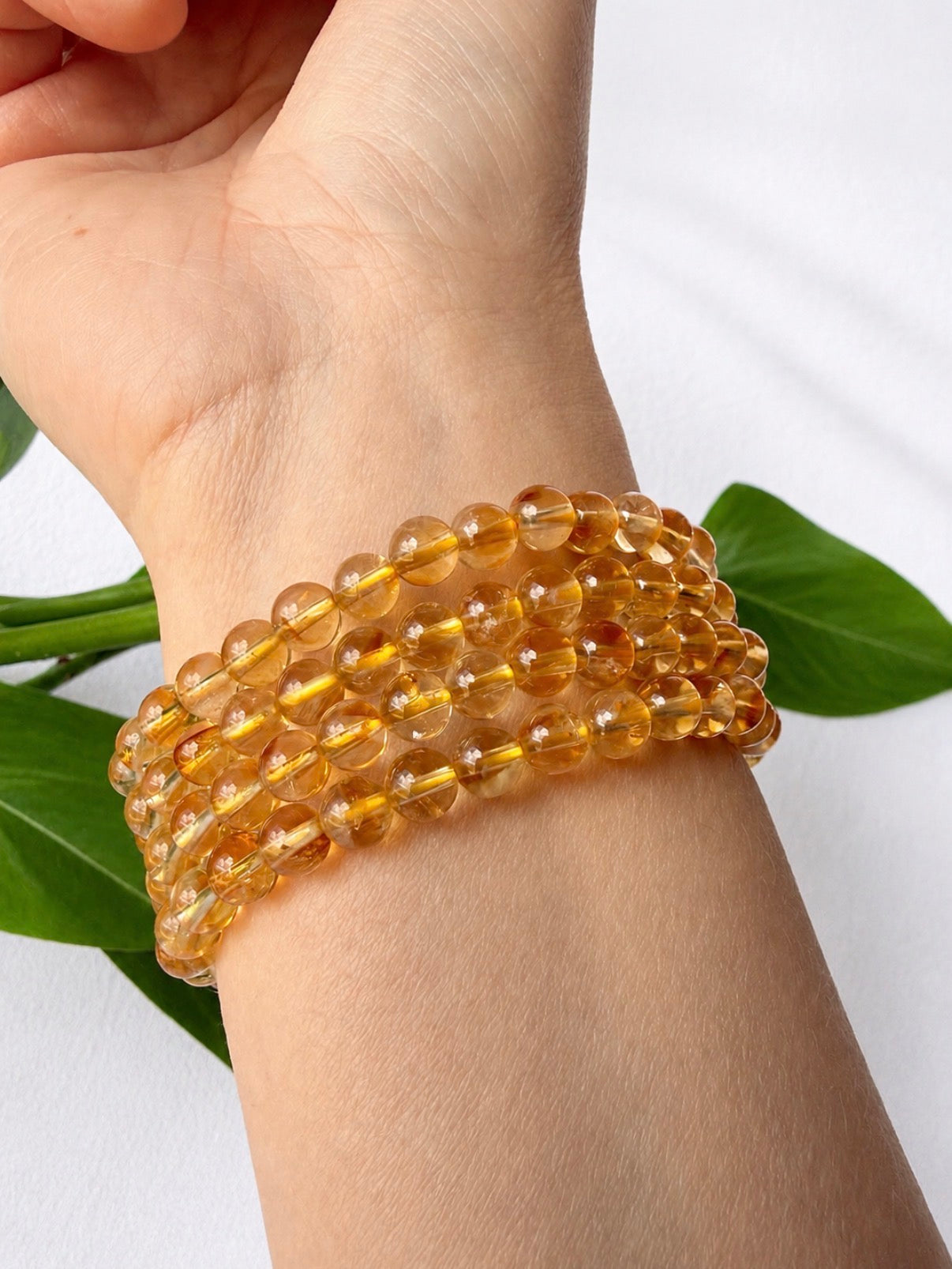 Citrin armbånd med 6 mm kuler💛