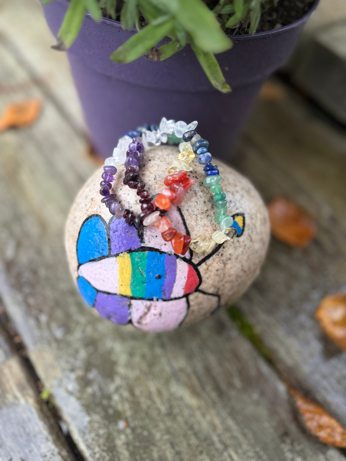 Chakra chips armbånd 🌈