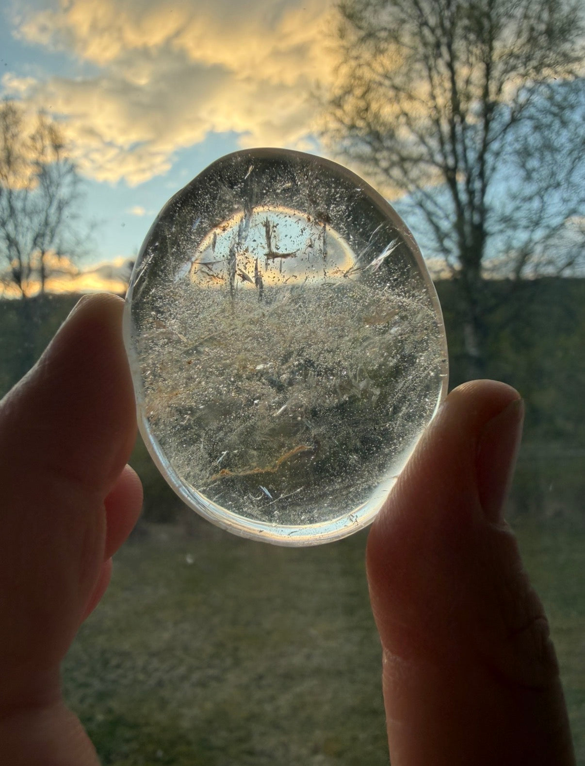 Bergkrystall, flat håndstein🤍💫