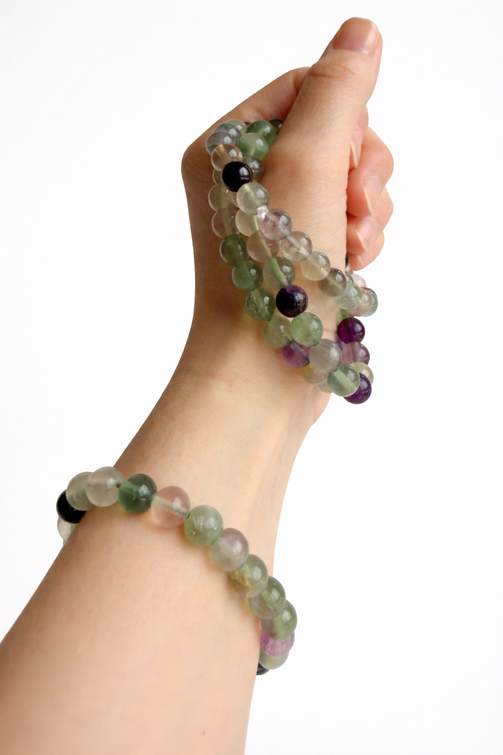 Fluoritt 💚💜                                     8 mm kule, 18-20 cm armbånd
